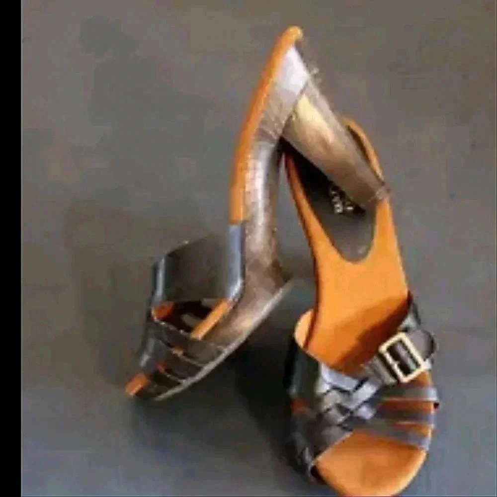 VINTAGE Mossimo Supply Co Women's Sandals size 9 Black 3" Heel slip on